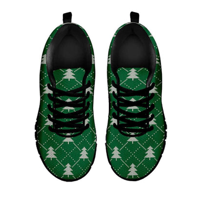 Christmas Tree Knitted Pattern Print Shoes Sneaker, Christmas Shoes, Chistmas Sneaker, Christmas Running Shoes