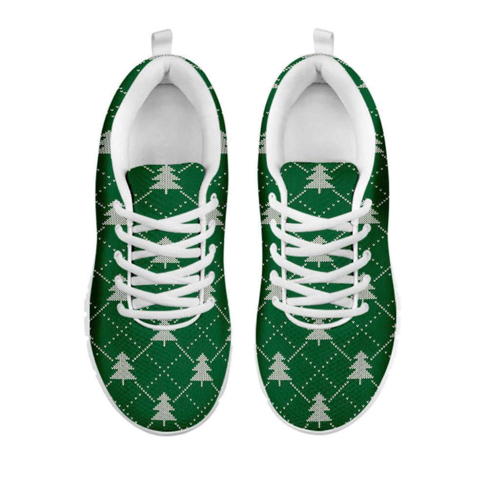 Christmas Tree Knitted Pattern Print Shoes Sneaker, Christmas Shoes, Chistmas Sneaker, Christmas Running Shoes