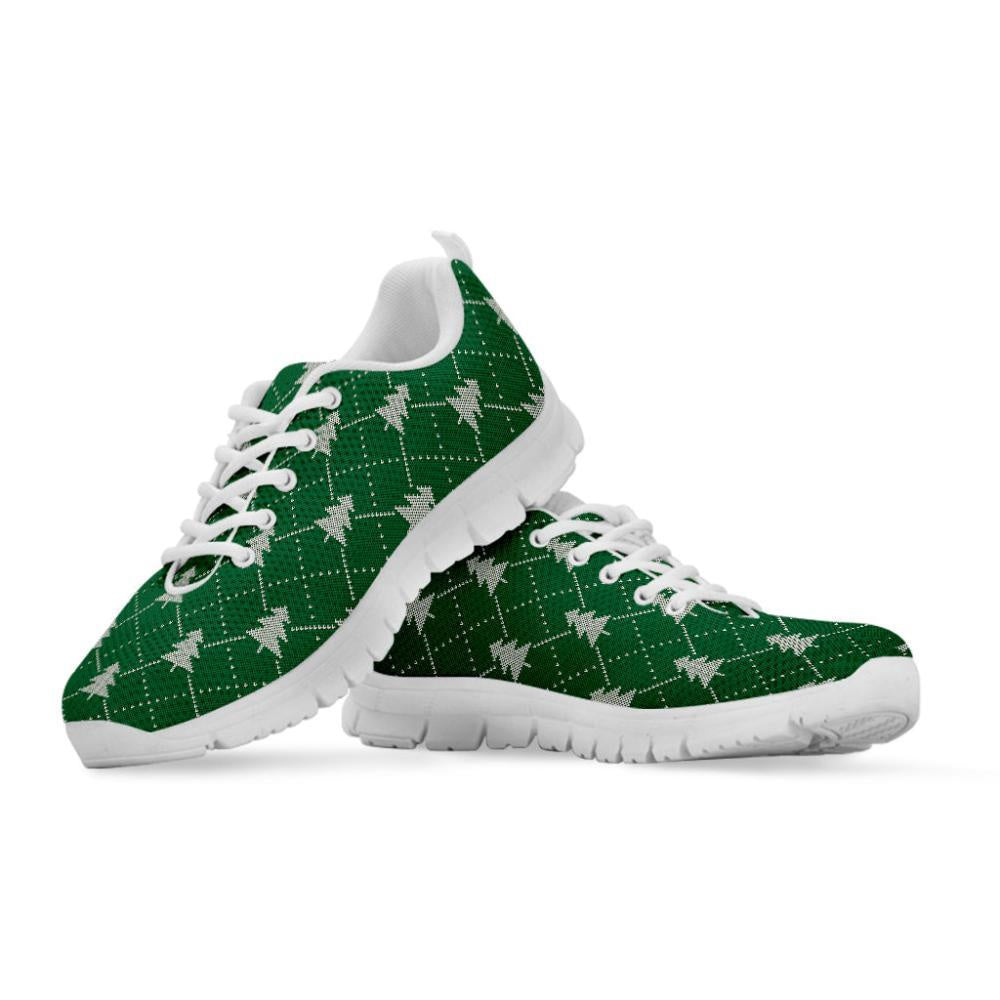 Christmas Tree Knitted Pattern Print Shoes Sneaker, Christmas Shoes, Chistmas Sneaker, Christmas Running Shoes