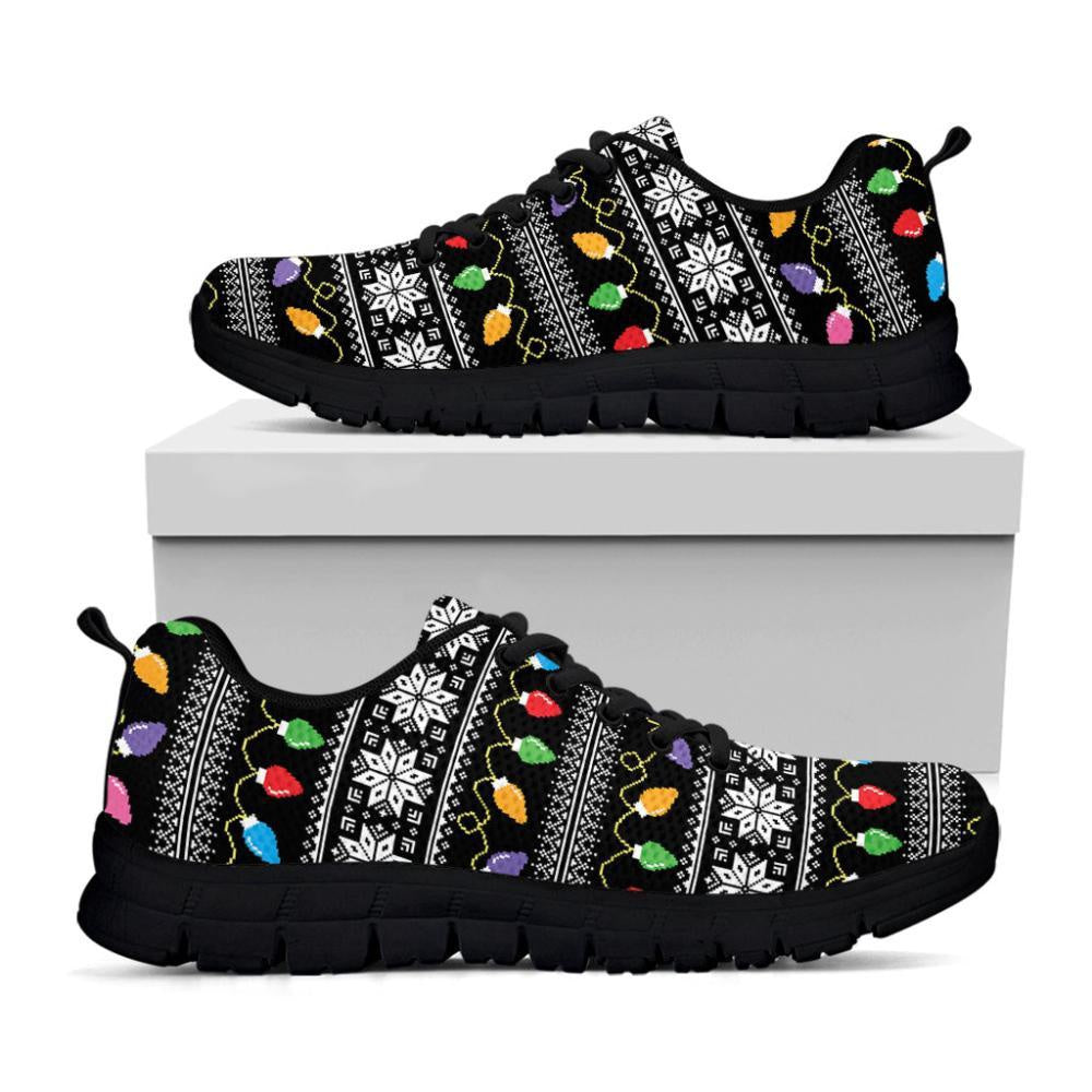 Christmas Tree Lights Print Shoes Sneaker, Christmas Shoes, Chistmas Sneaker, Christmas Running Shoes