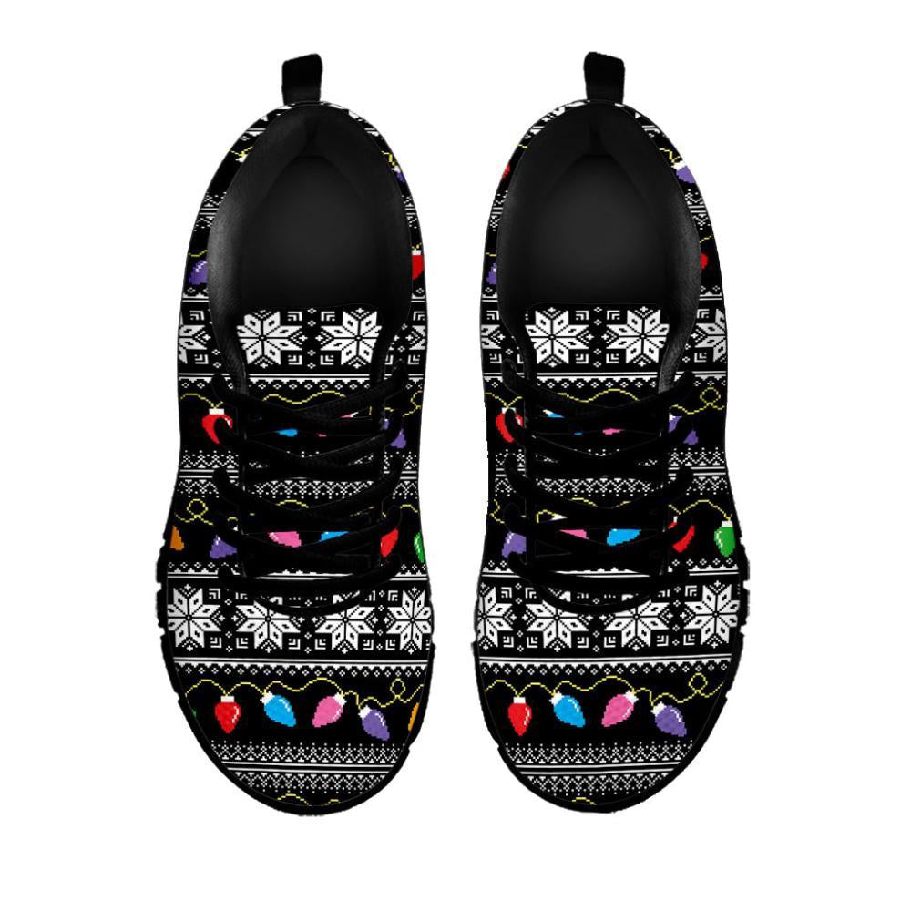 Christmas Tree Lights Print Shoes Sneaker, Christmas Shoes, Chistmas Sneaker, Christmas Running Shoes