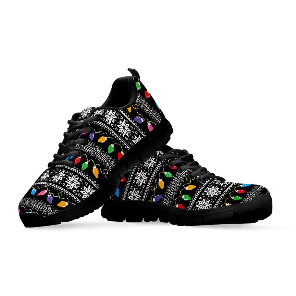 Christmas Tree Lights Print Shoes Sneaker, Christmas Shoes, Chistmas Sneaker, Christmas Running Shoes