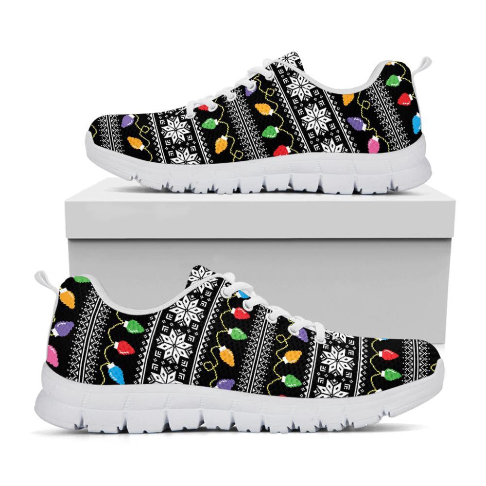 Christmas Tree Lights Print Shoes Sneaker, Christmas Shoes, Chistmas Sneaker, Christmas Running Shoes