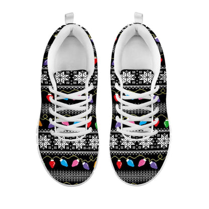 Christmas Tree Lights Print Shoes Sneaker, Christmas Shoes, Chistmas Sneaker, Christmas Running Shoes