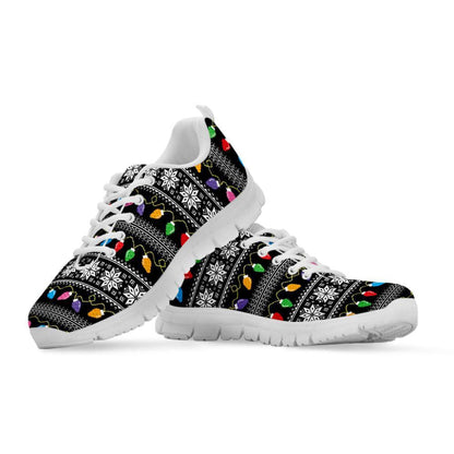 Christmas Tree Lights Print Shoes Sneaker, Christmas Shoes, Chistmas Sneaker, Christmas Running Shoes