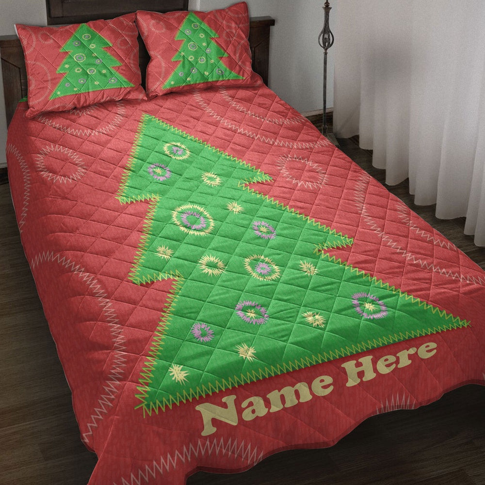 Christmas Tree Patchwork Style Bedding Set, Christmas Beddings, Xmas Bedding Sets