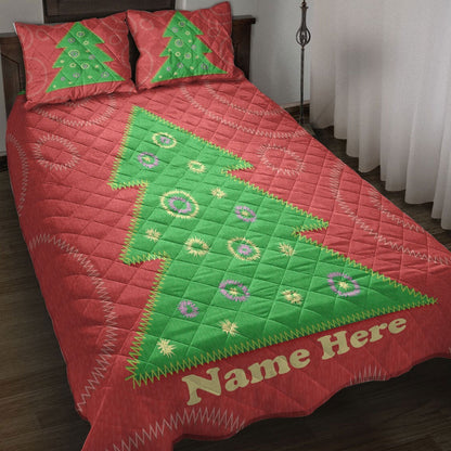Christmas Tree Patchwork Style Bedding Set, Christmas Beddings, Xmas Bedding Sets
