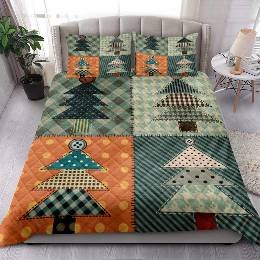 Christmas Tree Patchworkmass Bedding Set, Christmas Beddings, Xmas Bedding Sets