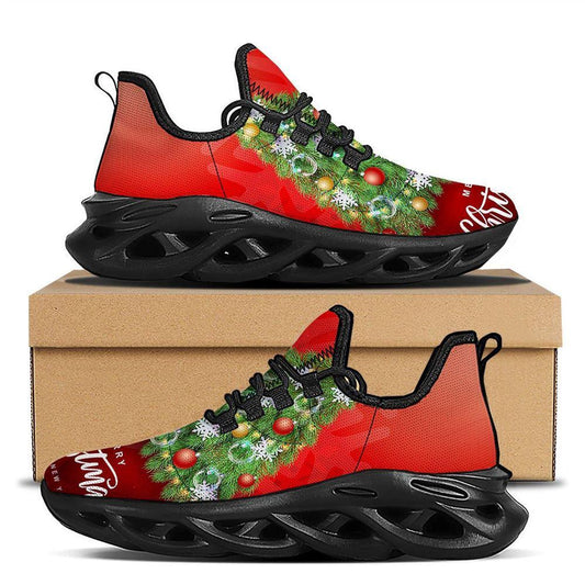 Christmas Tree Print Black Max Soul Shoes, Christmas Sneakers, Christmas Shoes, Christmas Clunky Sneaker