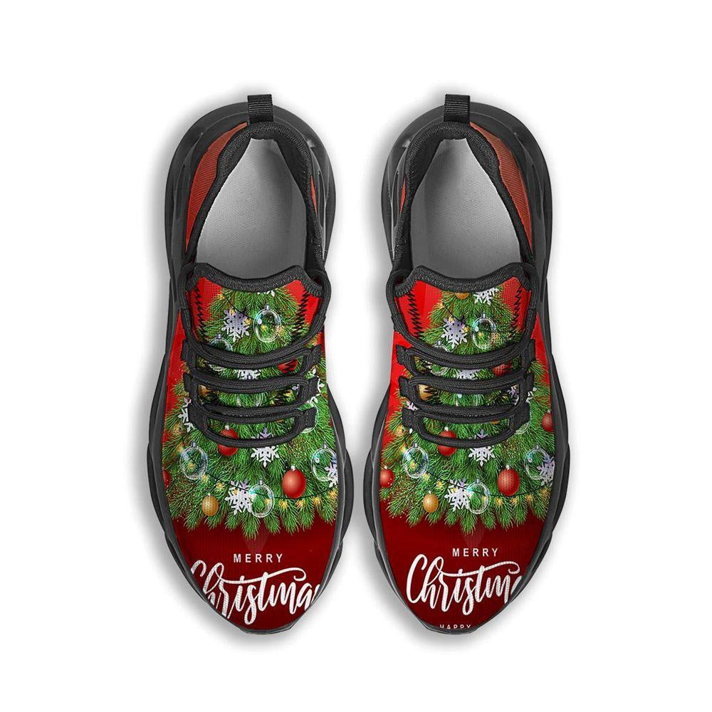 Christmas Tree Print Black Max Soul Shoes, Christmas Sneakers, Christmas Shoes, Christmas Clunky Sneaker