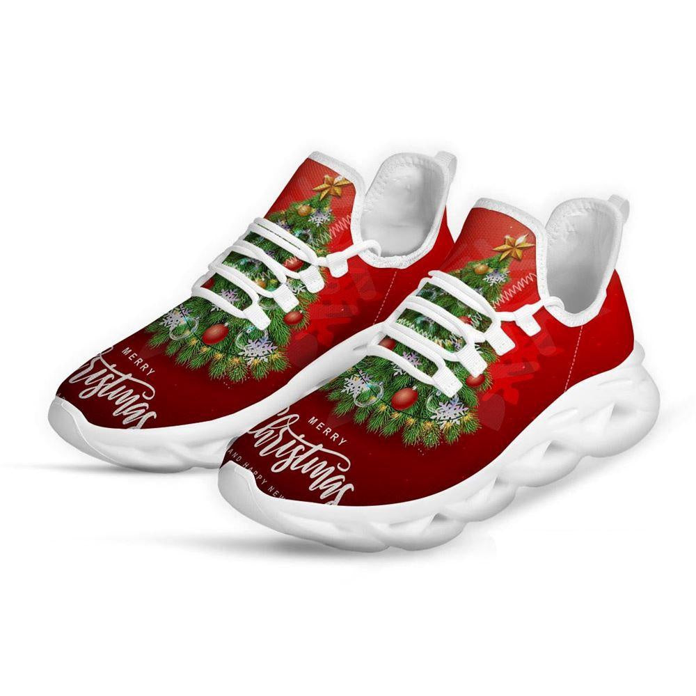 Christmas Tree Print White Max Soul Shoes, Christmas Sneakers, Christmas Shoes, Christmas Clunky Sneaker