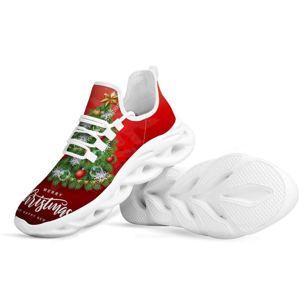 Christmas Tree Print White Max Soul Shoes, Christmas Sneakers, Christmas Shoes, Christmas Clunky Sneaker