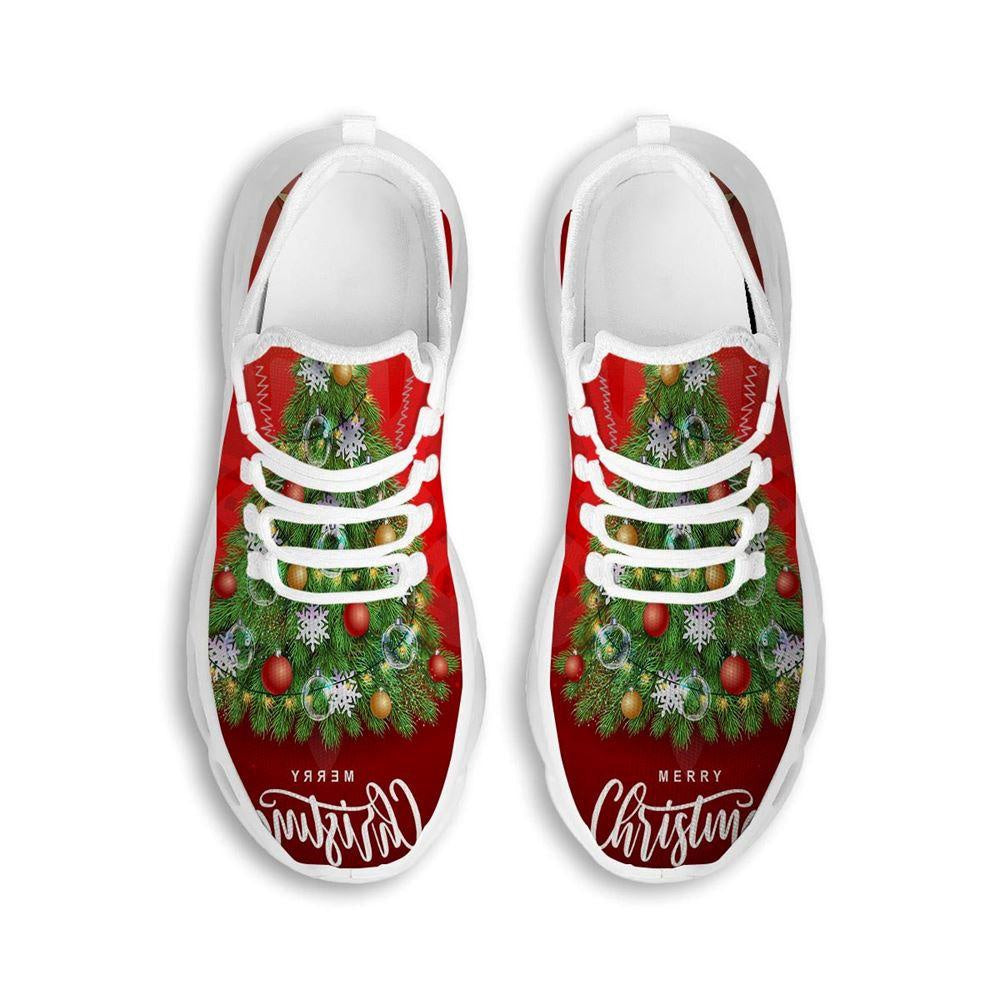 Christmas Tree Print White Max Soul Shoes, Christmas Sneakers, Christmas Shoes, Christmas Clunky Sneaker