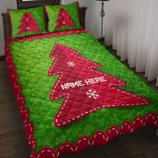 Christmas Tree Red Folded Label Xmas Bedding Set, Christmas Beddings, Xmas Bedding Sets