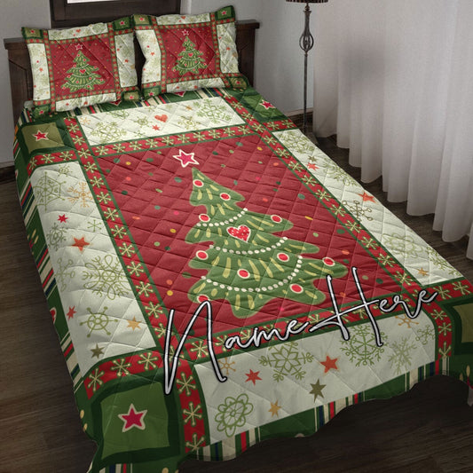 Christmas Tree Snowflakes Patchwork Bedding Set, Christmas Beddings, Xmas Bedding Sets