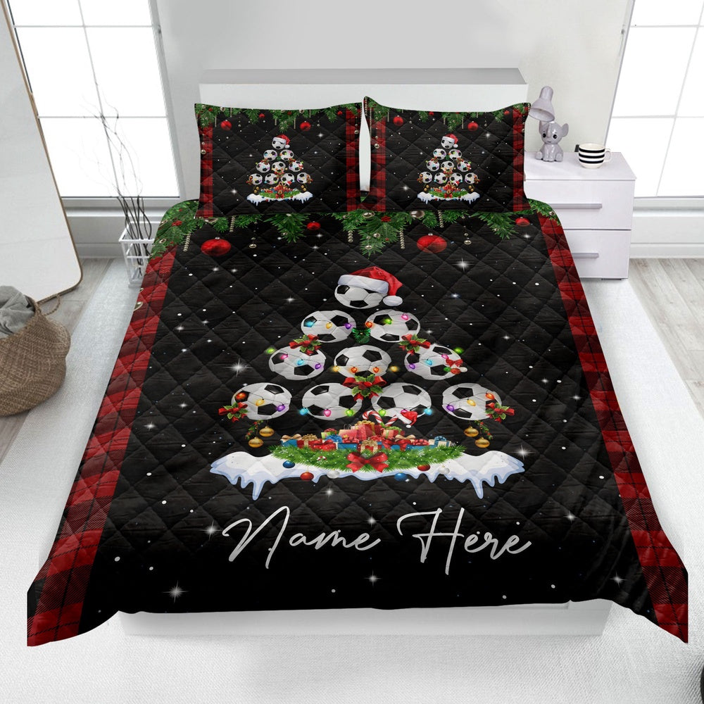 Christmas Tree Soccer Bedding Set & Pillowcases For Son, Kid, Christmas Beddings, Xmas Bedding Sets