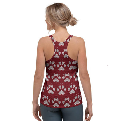 Christmas Ugly Paw Women's Racerback Tank Top, Christmas Tank Top, Women Christmas Clothing