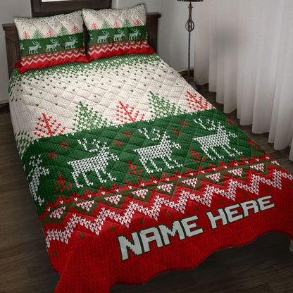 Christmas Ugly Sweater Xmas Tree Reindeer Bedding Set, Christmas Beddings, Xmas Bedding Sets