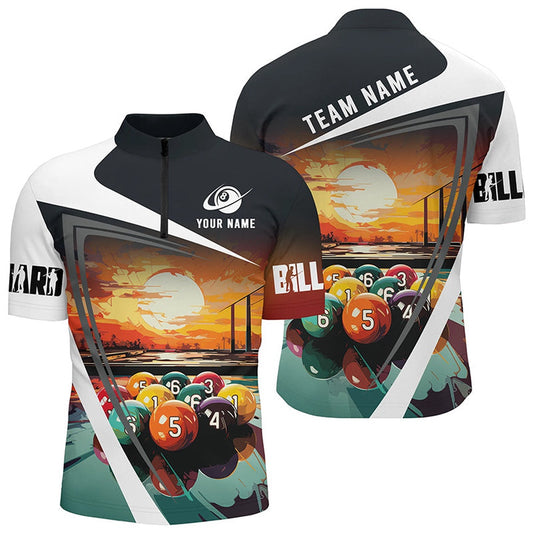 Colorful Billiard Balls Sunset Paint Custom Jersey Shirt, Unique Billiard Attire, Billiard Team Jersey Shirt