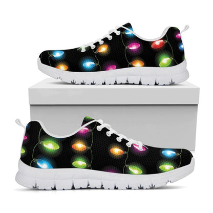 Colorful Christmas Lights Print Shoes Sneaker, Christmas Shoes, Chistmas Sneaker, Christmas Running Shoes