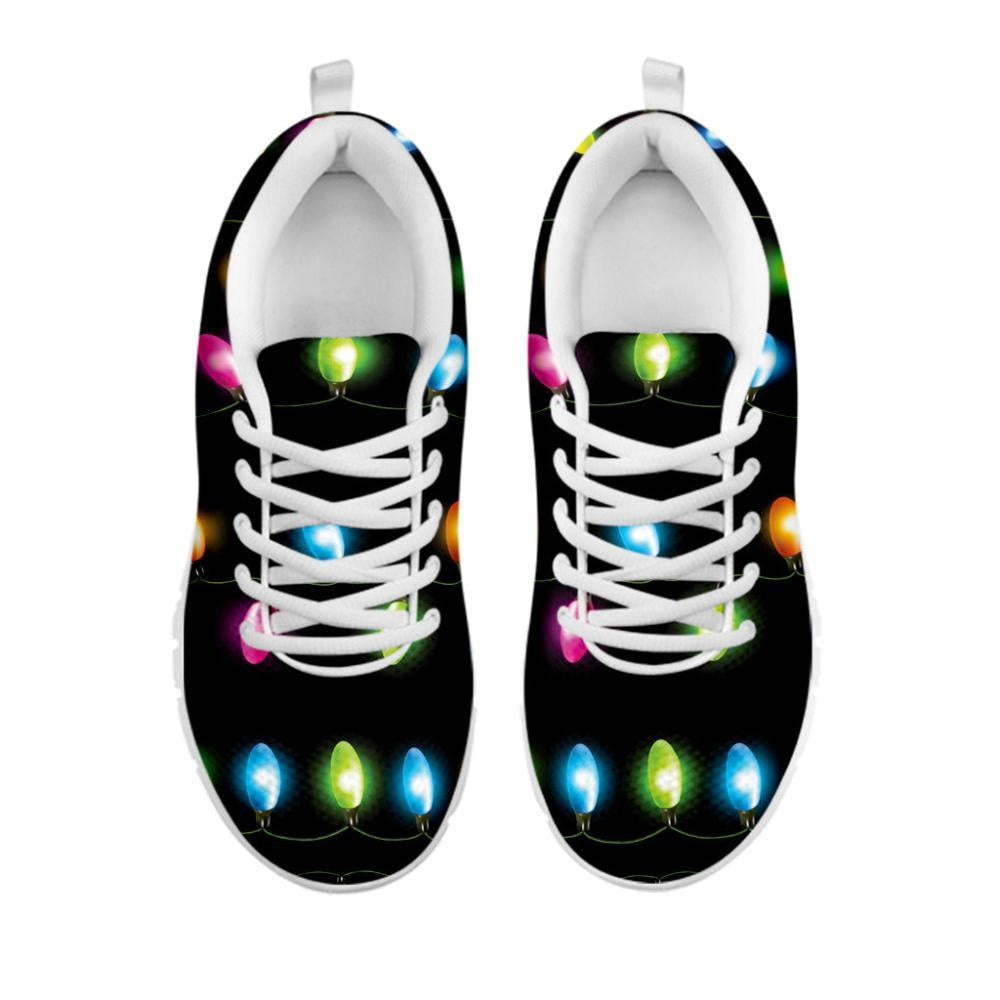 Colorful Christmas Lights Print Shoes Sneaker, Christmas Shoes, Chistmas Sneaker, Christmas Running Shoes