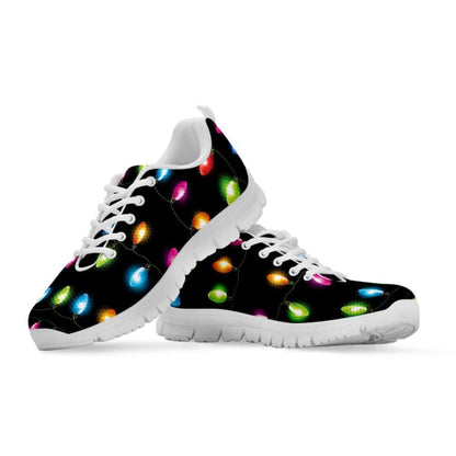 Colorful Christmas Lights Print Shoes Sneaker, Christmas Shoes, Chistmas Sneaker, Christmas Running Shoes