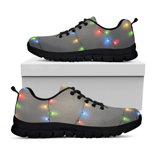 Colorful Christmas String Lights Print Shoes Sneaker, Christmas Shoes, Chistmas Sneaker, Christmas Running Shoes