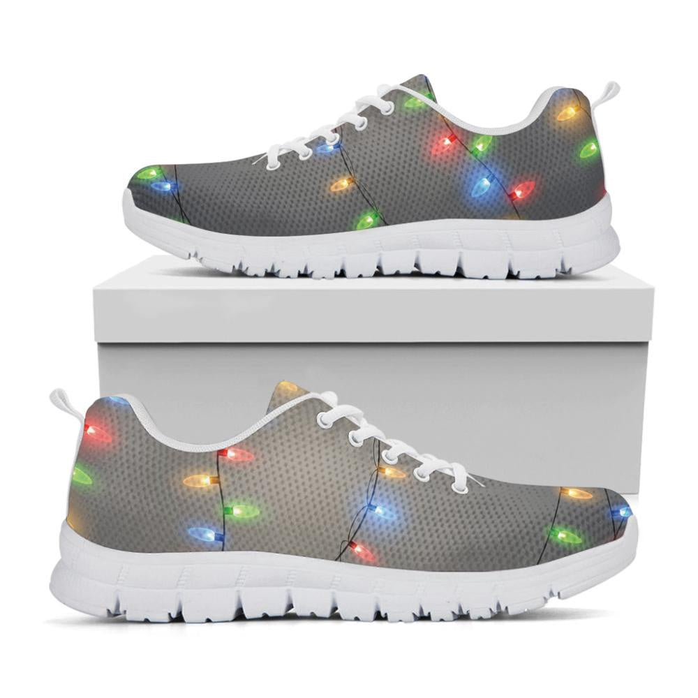 Colorful Christmas String Lights Print Shoes Sneaker, Christmas Shoes, Chistmas Sneaker, Christmas Running Shoes