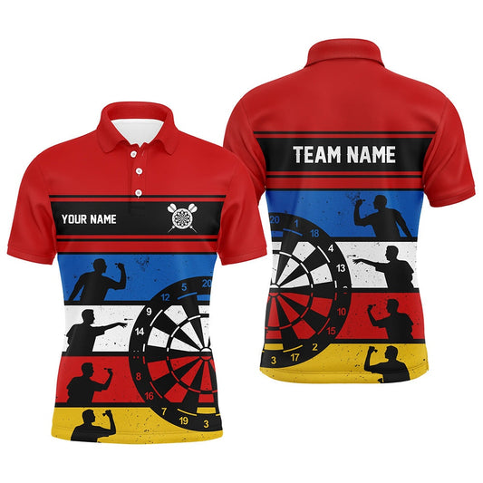 Colorful Retro Personalized Mens Darts Polo Shirt Custom Darts Shirt For Men Dart Polo, Darts Team Polo Shirt