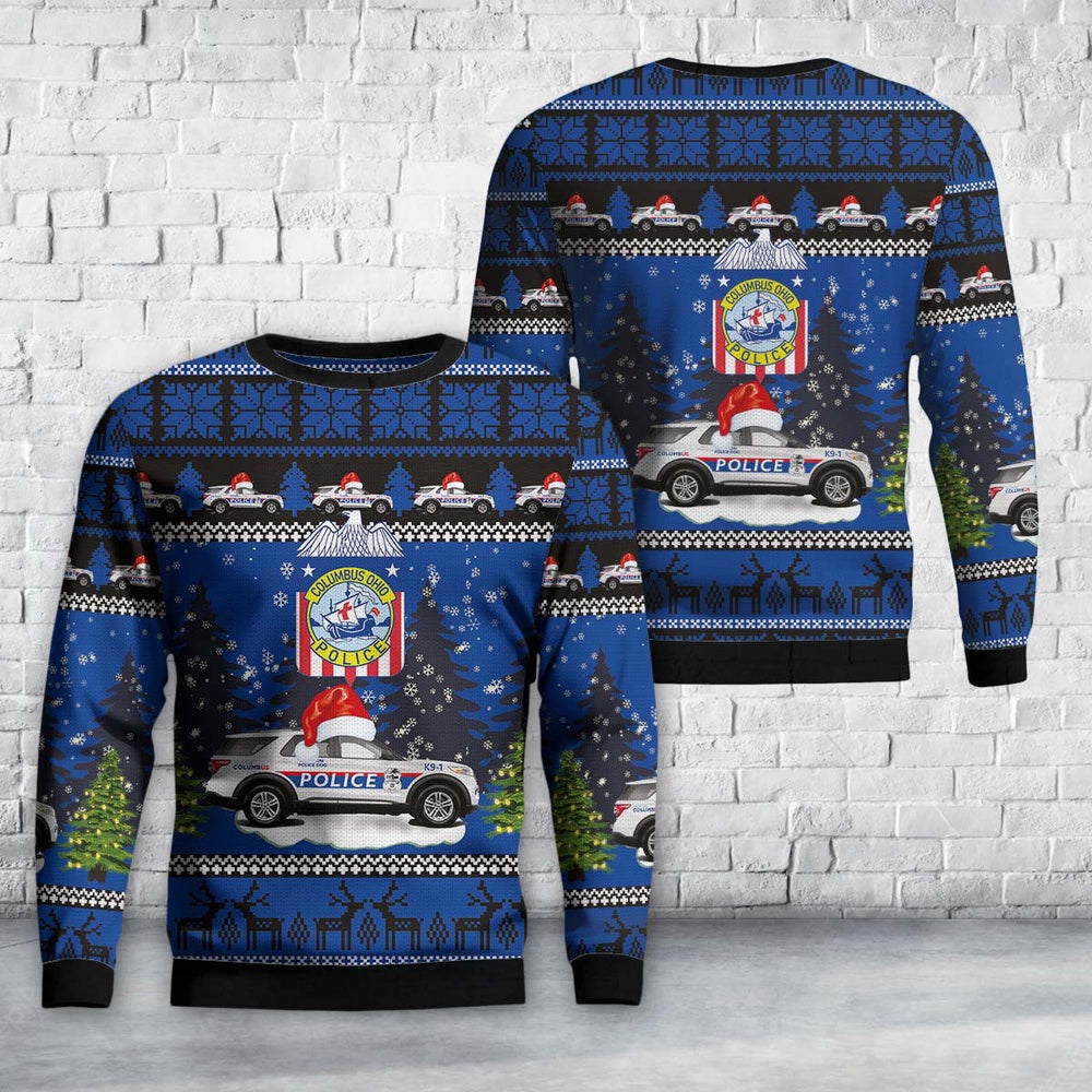 Columbus, Ohio, Columbus Division of Police Explorer Car Christmas Sweater, Christmas Ugly Sweater, Sweater Xmas, Ugly Sweater