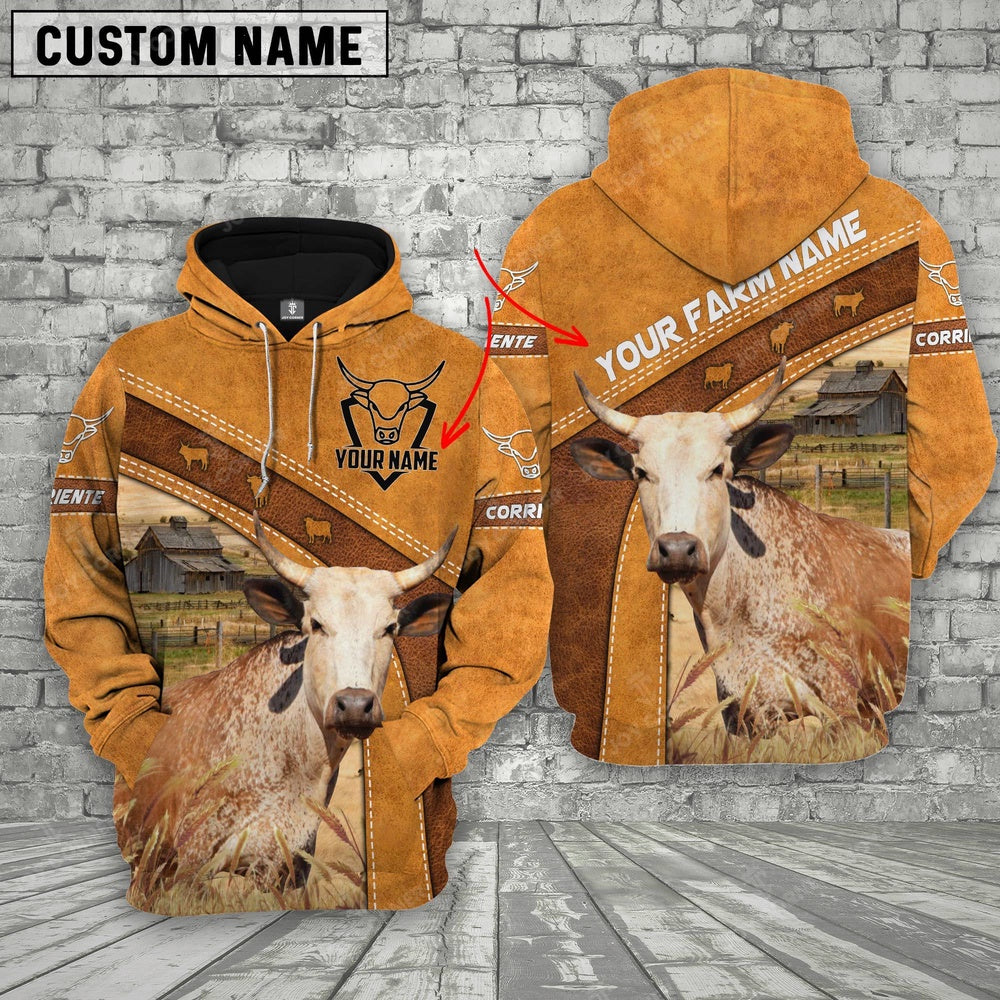 Corriente 3D Customized Name Farm Name Hoodie, Farmer Hoodie, Custom Farm Shirts, Farmer T Shirt