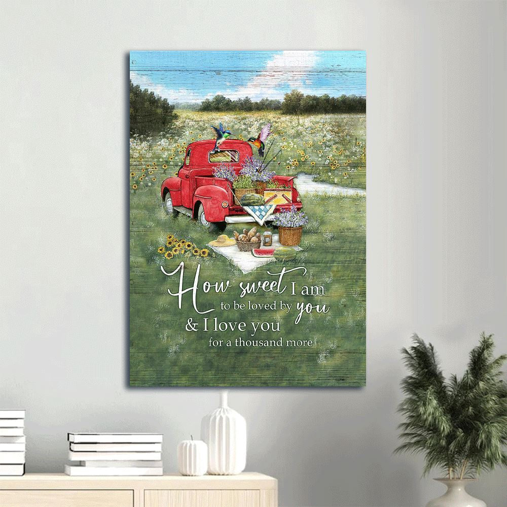 Couple Portrait Canvas, A Picnic, Red Truck, On Grass Field, Hummingbird Portrait Canvas, Lover, I Love You For A Thousand More, Farm Canvas, Farm Art Decor