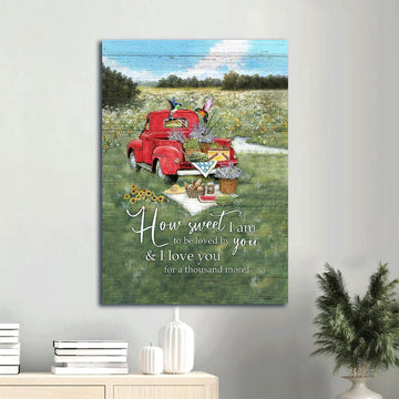 Couple Portrait Canvas, A Picnic, Red Truck, On Grass Field, Hummingbird Portrait Canvas, Lover, I Love You For A Thousand More, Farm Canvas, Farm Art Decor