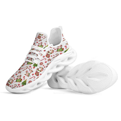 Cow Christmas Print Pattern White Max Soul Shoes, Christmas Sneakers, Christmas Shoes, Christmas Clunky Sneaker