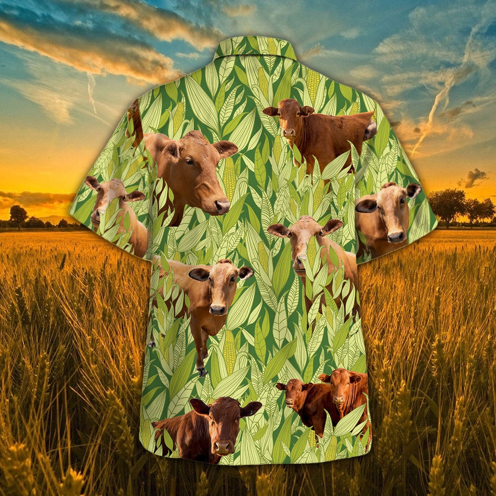 Cow In Green Corn Field All Over Printed Hawaiian Shirt, Farm Hawaiian Shirt, Farmer Hawaii