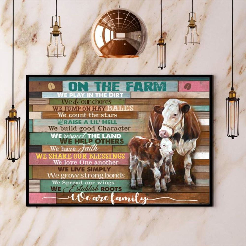 Cow On The Farm We Live Simply We Grows Strong Bonds We Spread Our Wings We Are Family Canvas, Farm Canvas, Farm Gift, Farm Home Decor