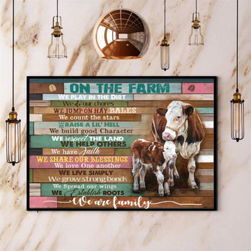 Cow On The Farm We Live Simply We Grows Strong Bonds We Spread Our Wings We Are Family Canvas, Farm Canvas, Farm Gift, Farm Home Decor
