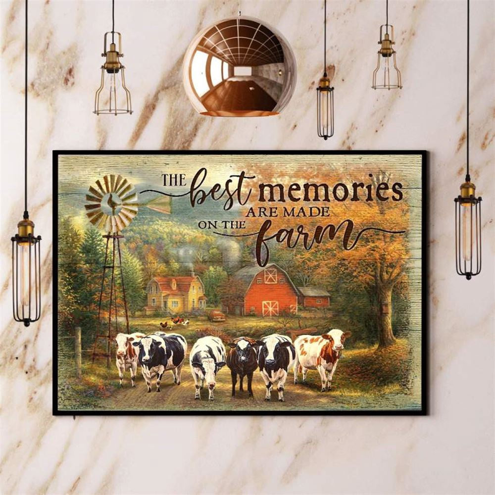 Cow The Best Memories Are Made On The Farm Canvas Print, Farm Canvas, Farm Gift, Farm Home Decor