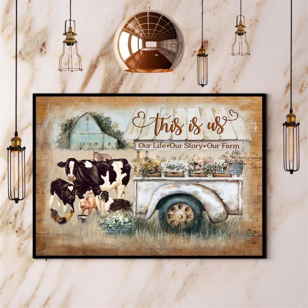 Cow This Is Us Our Life Our Story Our Farm Canvas, Farm Canvas, Farm Gift, Farm Home Decor