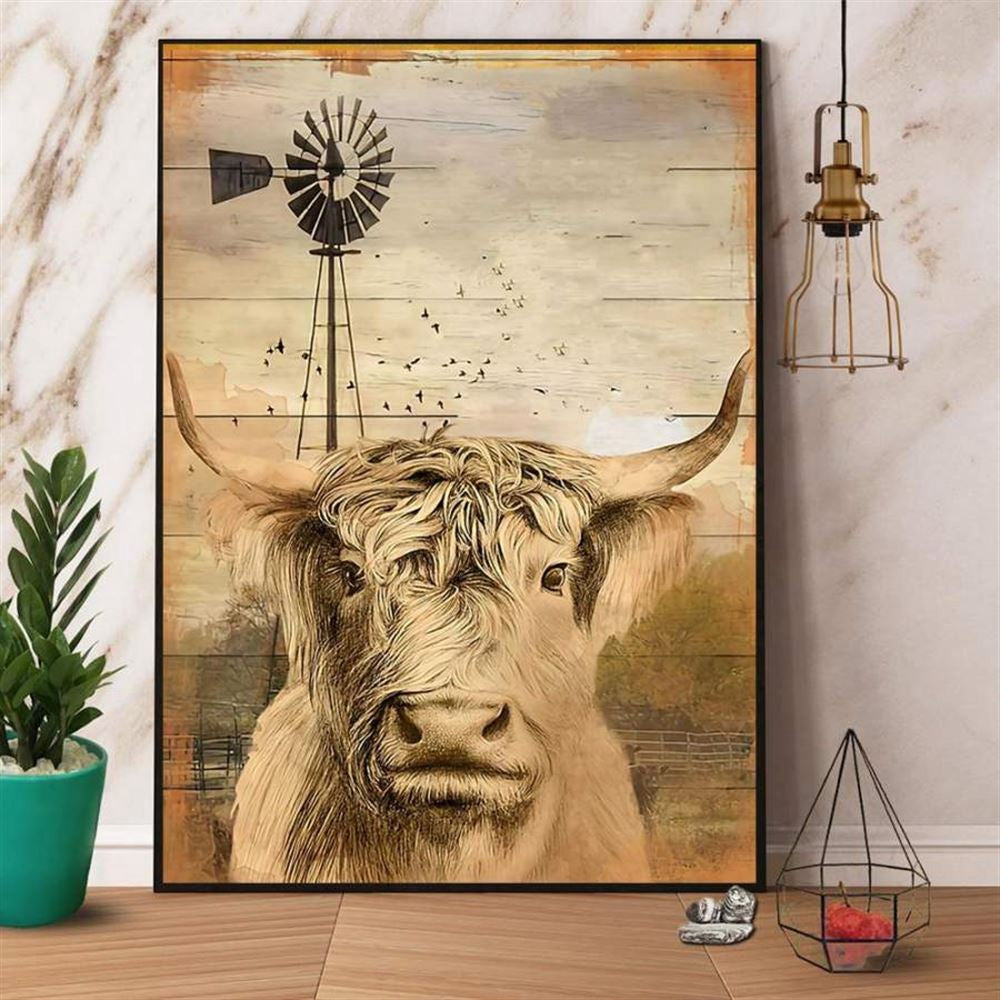Cow Vintage Farm Canvas, Farm Canvas, Farm Art Decor