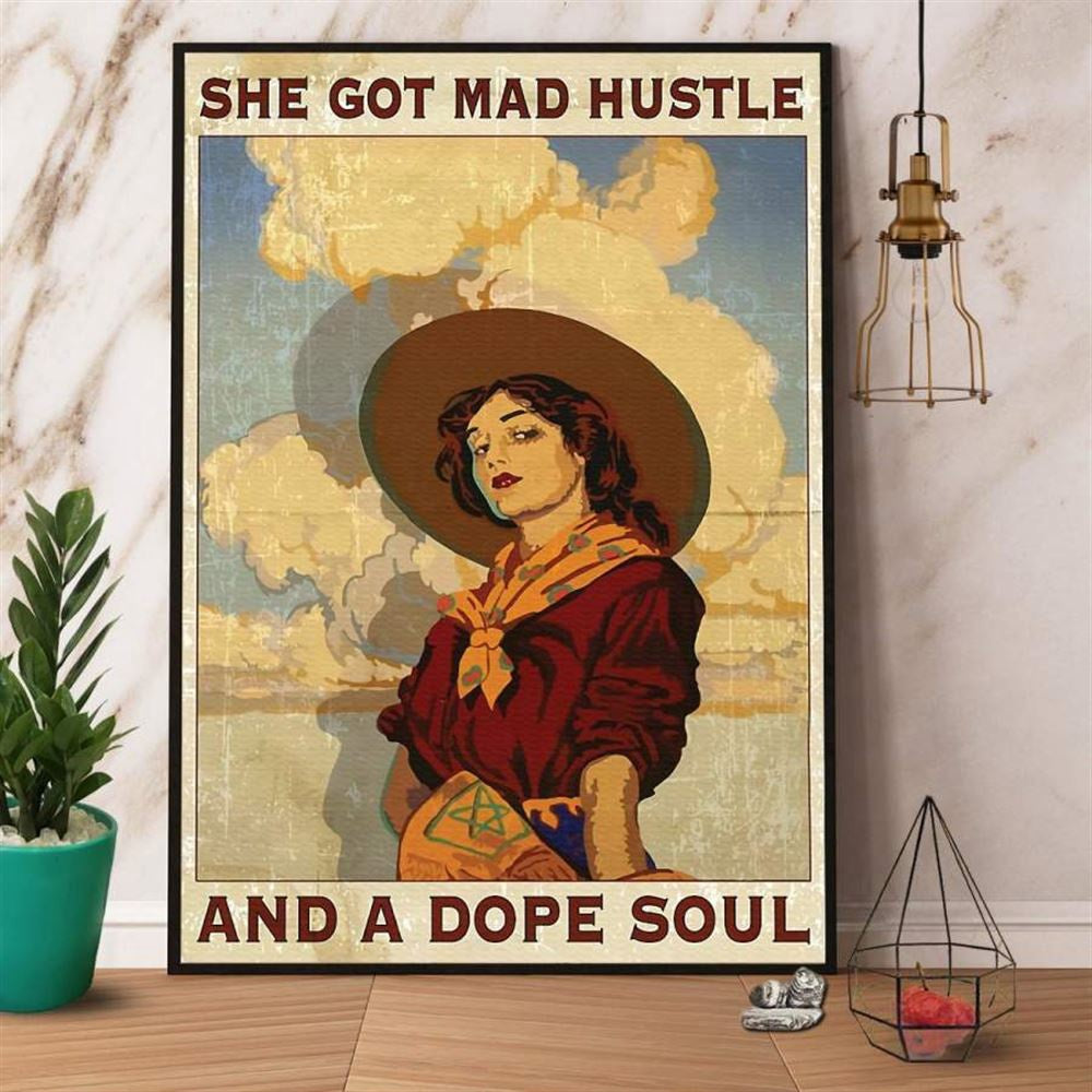 Cowgirl She Got Mad Hustle And A Dope Soul Farmer Canvas, Farm Canvas, Farm Art Decor