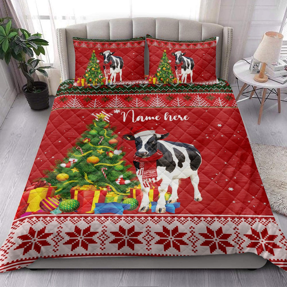 Cowmas Tree String Light Bedding Set, Christmas Beddings, Xmas Bedding Sets