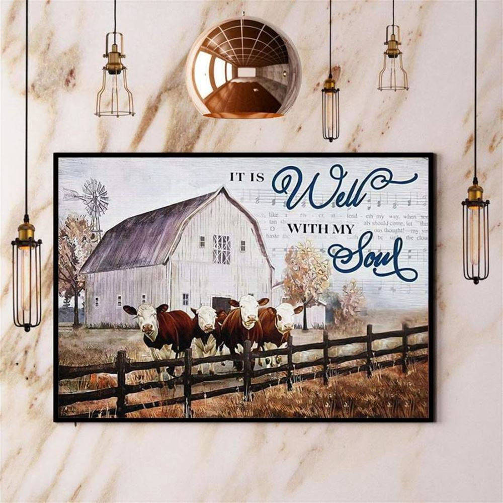 Cows Farming It Is Well With My Soul Canvas, Farm Canvas, Farm Gift, Farm Home Decor