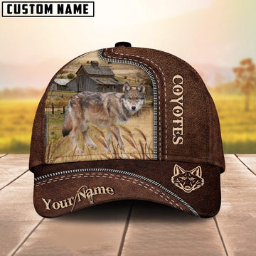 Coyotes Customized Name Leather Pattern Cap, Farmer Cap, Vintage Farmer Hat, Mens Farmer Hats, Cap For Farmers