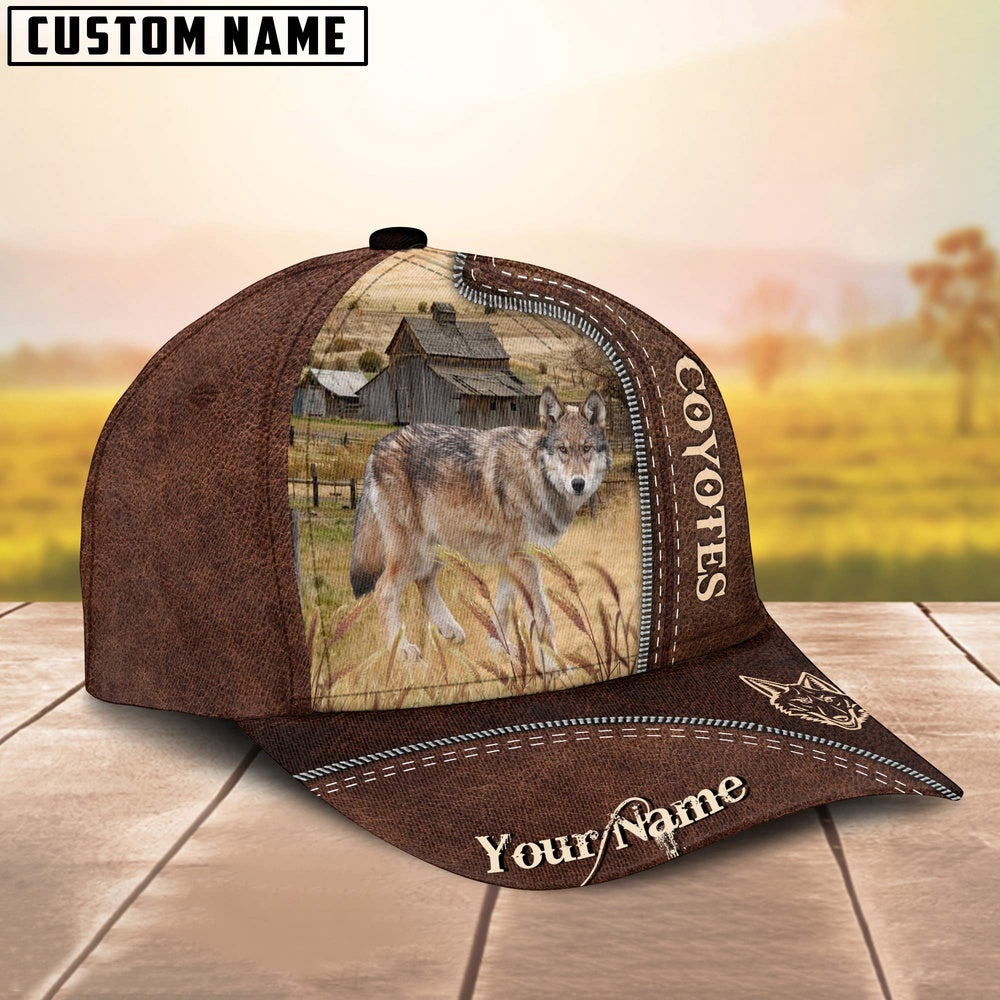 Coyotes Customized Name Leather Pattern Cap, Farmer Cap, Vintage Farmer Hat, Mens Farmer Hats, Cap For Farmers