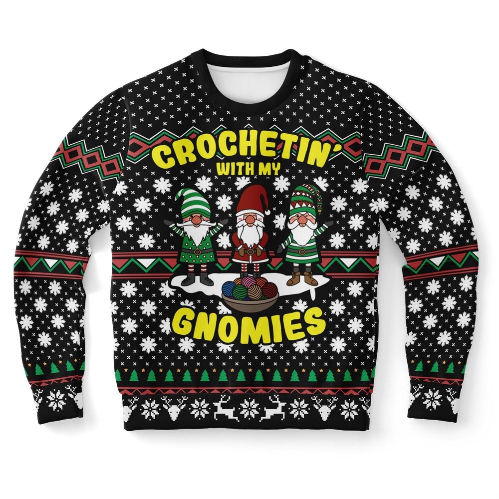 Crochetin' with my Gnomies Ugly Christmas Sweater, Christmas Ugly Sweater, Sweater Xmas, Ugly Sweater