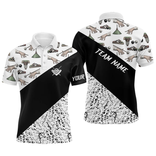 Custom Grunge Black White Full Printing Billiard Jersey Shirts For Men, Best Billiard Shirts Design, Billiard Team Jersey Shirt