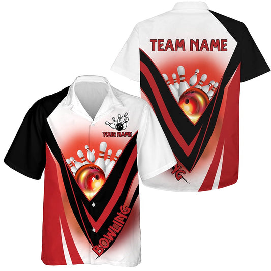Custom Hawaiian Bowling Shirtsredlight Bowling Gifts For Bowlers, Bowling Button Down Shirts, Bowling Team Hawaiian
