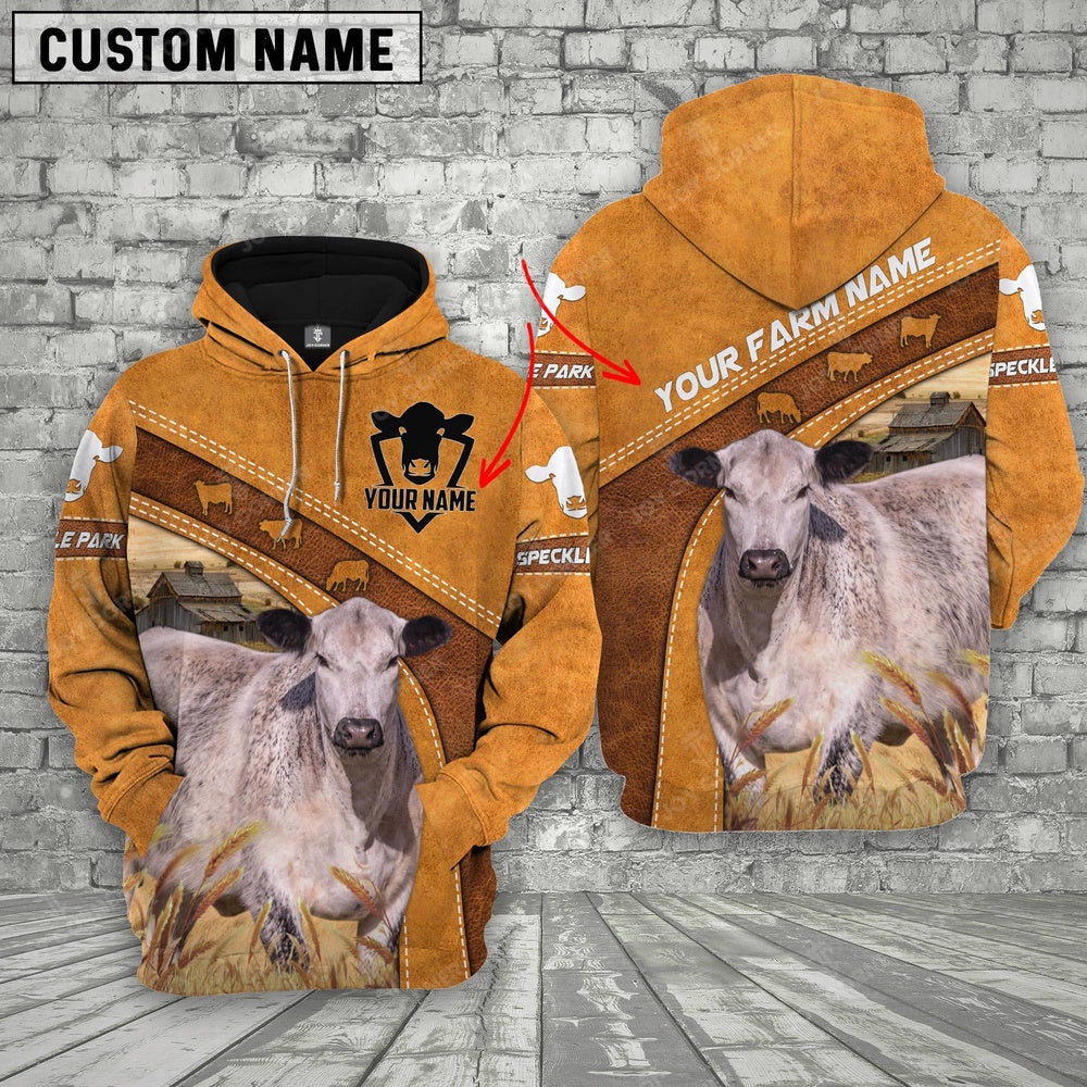 Custom Name 3D Speckle Park Cattle Hoodie, Farmer Hoodie, Custom Farm Shirts, Farmer T Shirt