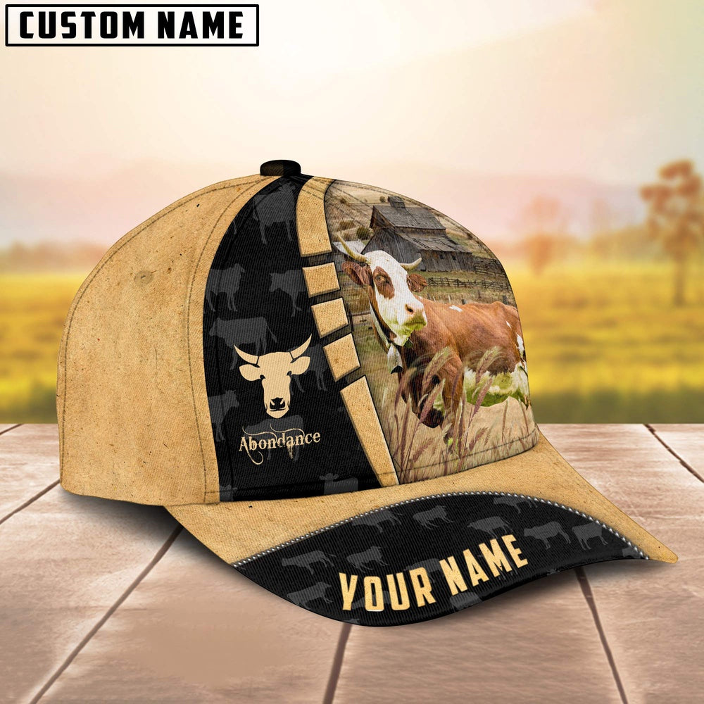 Custom Name Abondance Cattle 3D Cap, Farmer Cap, Vintage Farmer Hat, Mens Farmer Hats, Cap For Farmers